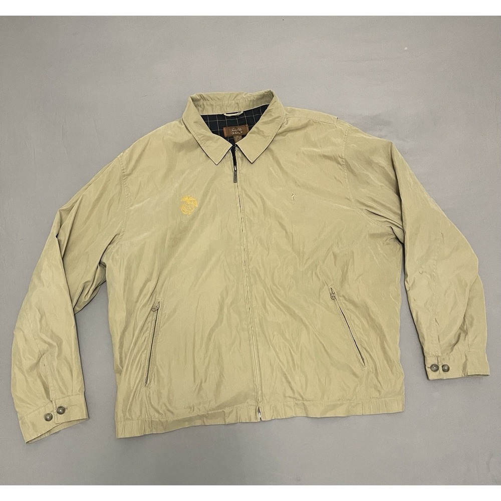 Tasso‎ Elba Golf Mens XXL Tan USMC Marine Corps Embroidered Windbreaker Jacket